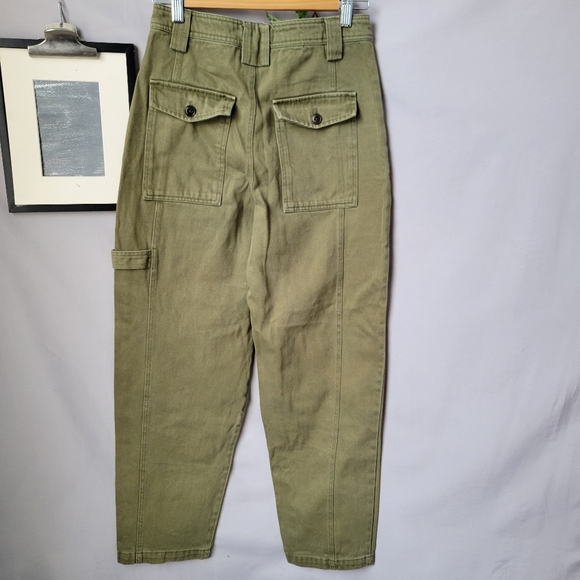 Alex Mill Phoebe Recycled-Denim Straight-Leg Cargo Pants Army Olive Green 26 - Picture 3 of 14
